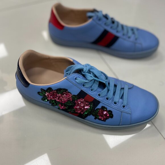 Gucci Ace Blue Leather work limited edition - Picture 2 of 5